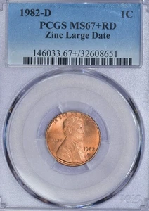1982-D PCGS MS67+RD Lincoln Cent 32608651 - Picture 1 of 2