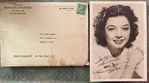 Quadro 5x7 firmato a mano attrice Frances Langford con busta e timbro originali/NF - Foto 1 di 5
