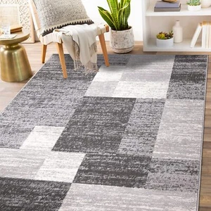 Oslo Modern Geometric Boxes Area Rug 5' X 7' Gray - Picture 1 of 8
