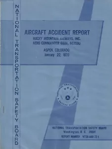 Accident Report - NTSB - Rocky Mountain - Aero Commander - Aspen CO 1970 (MN224) - Picture 1 of 1