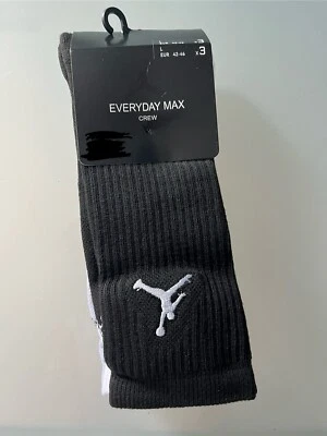 Authentic Nike Jordan Jumpman 3-Pack Crew Socks - Black/White/Gray(DX9632 902) - Image 1 of 2