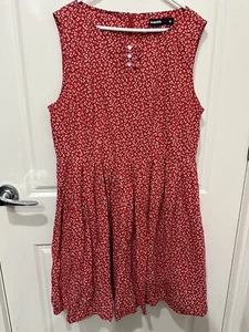 DANGERFIELD Women Dress Size 16 Red Cherry Fit and Flare cotton Knee length - Picture 1 of 8