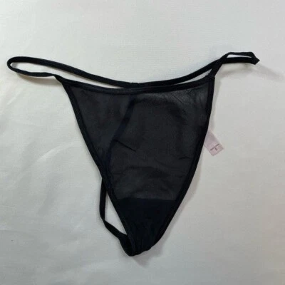 Victoria's Secret Bragas S Tanga Tanga Tanga Negro 100% Seda De Colección 2004 Y2k Nuevo Foto 1 de 3