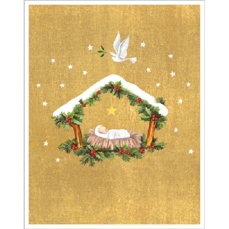 Caspari Creche and Dove Boxed Christmas Cards - 15 Cards, NIB - Image 1 of 1