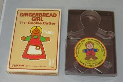 Cortador de galletas Fox Run grande vintage PAN DE JENGIBRE HOMBRE MUJER metal Navidad 7,5" Foto 1 de 4