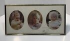 3x4 Vintage Oval 3 Photo Gold Plated Carr Metal EngravedAntique Picture Frame