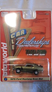 AUTOWORLD MUSCLE CAR DEALERSHIP HO THUNDER JET 500 1970 FORD MUSTANG GOLD - Picture 1 of 1
