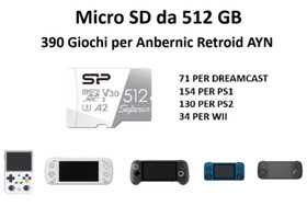 Micro SD Card 512GB 390 Games for PS1 PS2 Wii Dreamcast Retrogaming Console