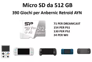 Micro SD Card 512 GB 390 giochi per PS1 PS2 Wii Dreamcast console retrogaming - Imagen 1 de 6