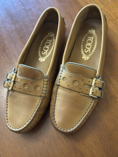 TOD’S Scarpe mocassini da guida Tod's donna US 6 36 5 pelle marrone doppia fibbia