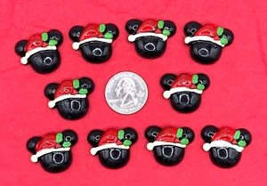 10 piezas x 1 1/8" Resina Ratón Navidad Adorno Tapa Plana/Mickey/Sombrero SB471 - Imagen 1 de 1
