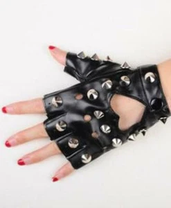 Dominatrix Leather Gloves with Silver Spikes Catwoman Biker Women Accessory - Picture 1 of 3