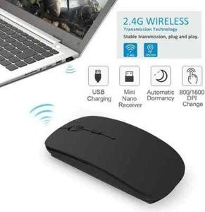 Wireless Bluetooth Mouse –Slim 2.4GHz Optical Mouse with USB Receiver for Laptop - Picture 1 of 22