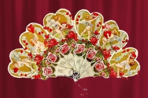 VICTORIAN CUPID & HEARTS Greeting Card FAN!! - Picture 1 of 1