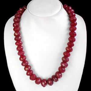 BREATHTAKING QUALITY 728.00 CTS FACETED ENHANCED RUBY BEADS NECKLACE (DG)