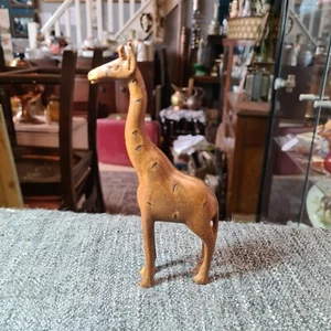 Vintage Hand Carved Giraffe. Wooden Ornament, 1970s, approx 16.5cm tall - Picture 1 of 13