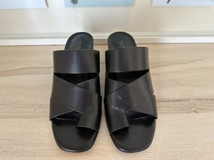 VIA SPIGA Womens sz 37/7 FAE black leather slip Sandals Made in Italy - Picture 1 of 10