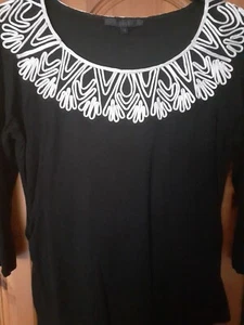 Coast Black Embroidered Top Size 14 - Picture 1 of 7