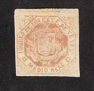Venezuela: 1865; Scott 19, Mint hinged, good piece, good borders. EBV948 - Image 1 of 2
