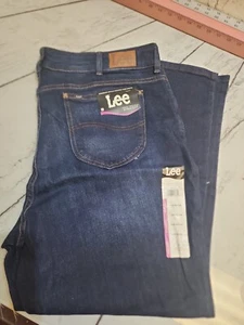 Womens Lee Midrise Straight Regukar Fit Blue Denim Jeans Size 24W Medium New - Picture 1 of 7