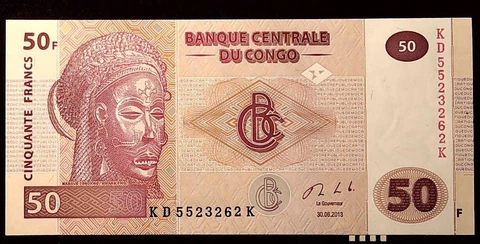 CONGO 2013 50 FRANCS VILLAGE FISH  BANKNOTE  INV#B10554 Cover