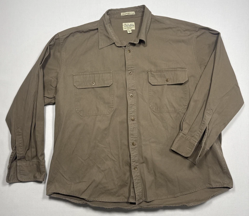 Camisa Cazadora Cabela's 2XL Lona Lavada a Piedra LS Beige Marrón con Bolsillos Foto 1 de 4