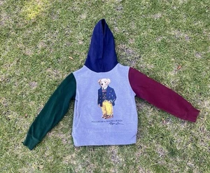 Ralph Lauren Boys Polo Bear Color-Blocked Graphic Fleece Hoodie Boy’s Size 8 - Picture 1 of 5