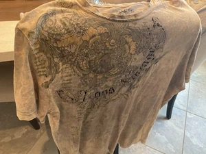 Vintage T-Shirt RASS doppelseitig grau gold grün Gothic Y2K - Bild 1 von 5