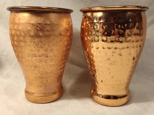 2 Copper Stainless Steel Hand Hammered Cocktail Water Glasses 5.5" - Picture 1 of 12