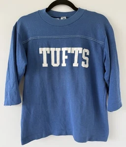 Camisa de algodón retro suave vintage años 70/80 TUFTS College 3 cuartos - mediana/azul - Imagen 1 de 4