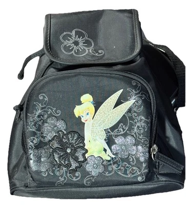 Disney Store Tinker Bell Mochila Bolso Negro Nylon Correa Ajustable Foto 1 de 2