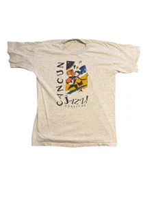 Vintage 90s Cancun Jazz Festival Grau Kurzarm T-Shirt Gr. S - Bild 1 von 6