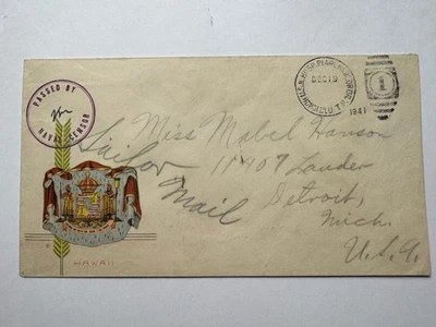 USN Hospital Pearl Harbor 1941 cubierta censurada a Detroit Foto 1 de 2