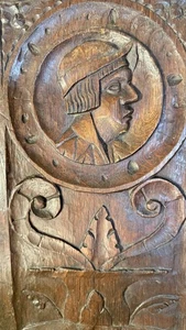 17th/ 18th Century Oak Carved Portrait Panel Carved Head Facing To The Side - Bild 1 von 16