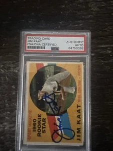 Jim Kaat Signed 1960 Topps #136 Baseball Card Minnesota Twins RC Auto PSA/DNA - Picture 1 of 4