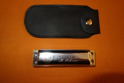 nuevo HOHNER MARINE BAND ARMÓNICA Classic Key F con bolsa HECHO EN ALEMANIA arpa azul Foto 1 de 4