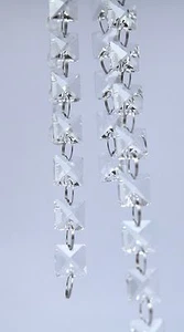 GLAS KRISTALL GIRLANDE STRÄHNEN 14 MM QUADRATISCH/KREIS - Bild 1 von 8