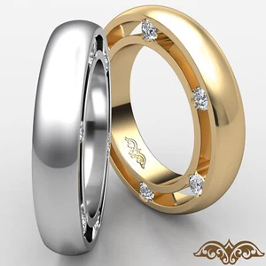 Men's Bezel Round Side Diamond Eternity Dome Wedding Band 14k White Gold 0.25Ctw - Picture 1 of 30