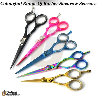 Range Of Professional Hairdressing Scissors Set Colorful Barber Styling Shears  - Image 1 of 4