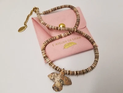 L'Atelier De Liora "Tronco de Águila" Águila Jaspe Colgante Redondo Concha Collar de Cuentas Foto 1 de 4