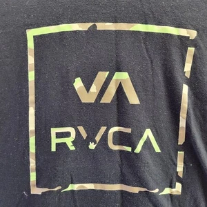 VA RVCA Standard Tee Shirt Womens Large Black Camo Logo Short Sleeve Pullover - Picture 1 of 15