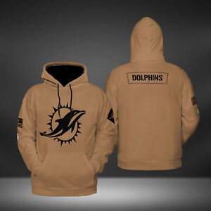 Miami Dolphins Brown 2023 Salute To Service Club Pullover Hoodie Fanmade Print