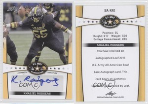 2013 Leaf US Army All-American Bowl Yellow /10 Khaliel Rodgers #BA-KR1 Auto
