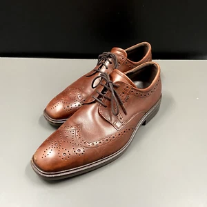 Ecco Melbourne Mens Size 41 Cocoa Brown Leather Casual Wingtip Dress Shoes - Picture 1 of 10