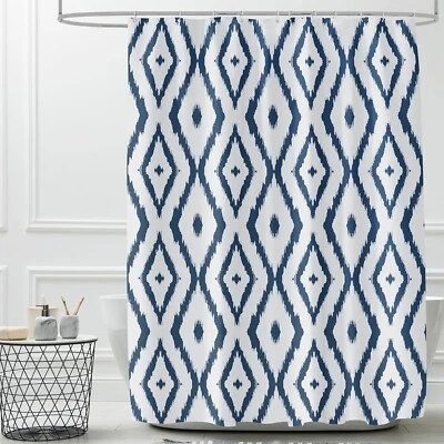 SHOWER CURTAIN WATERPROOF MOULD PROOF BATHROOM CURTAINS POLYESTER FABRIC HOOKS - Image 1 of 4