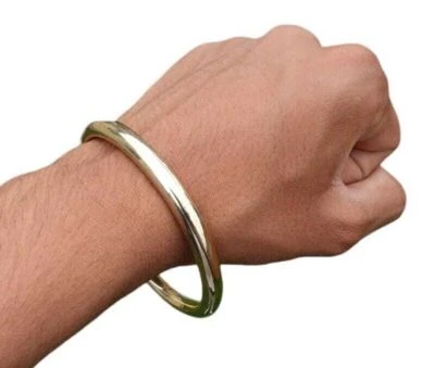 Messing Kara atemberaubender klobiger runder glatter Sikh Kada goldfarbener Hindu Armreif T11 NEU - Bild 1 von 4