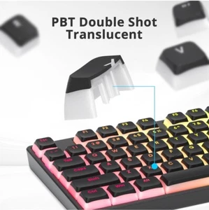 104 Key Caps Pudding PBT Double Shot Translucent Full Keyboard Black Brand New - Picture 1 of 4