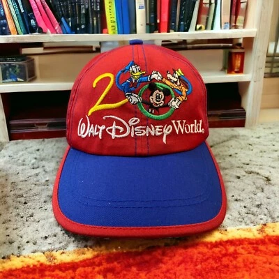 Vintage Walt Disney World Kids Youth 2000 Y2K Donald Goofy Mickey Hat Cap - Изображение 1 из 4