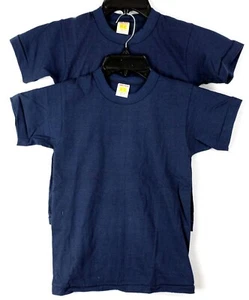 VINTAGE Russell Athletic Boys S Navy Blue 100% Cotton T-Shirts - Lot of 2 - Picture 1 of 7