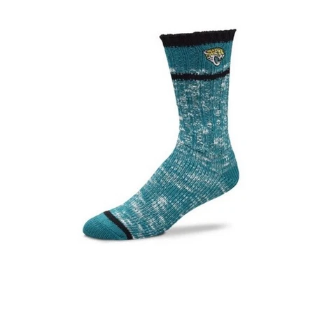 Jacksonville Jaguars Football Teal & Black Alpine Knit Sweater Crew Socks Cover